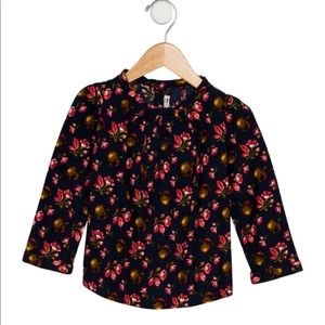 BONPOINT Girls Navy Floral Blouse - Size 4